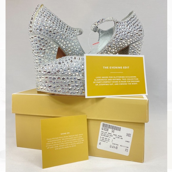 NWT Bridal MICHAEL Michael Kors Fallon Mary Jane Glitter Bedazzled Heels… - Picture 12 of 16